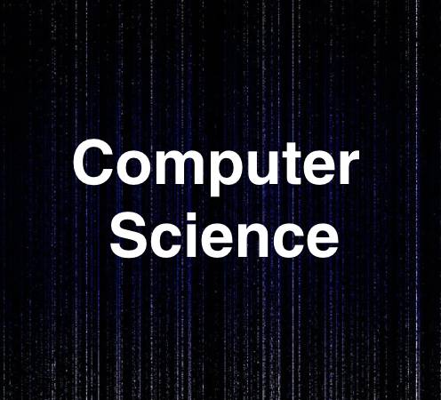 Computer Science text on a dark, data-inspired background.